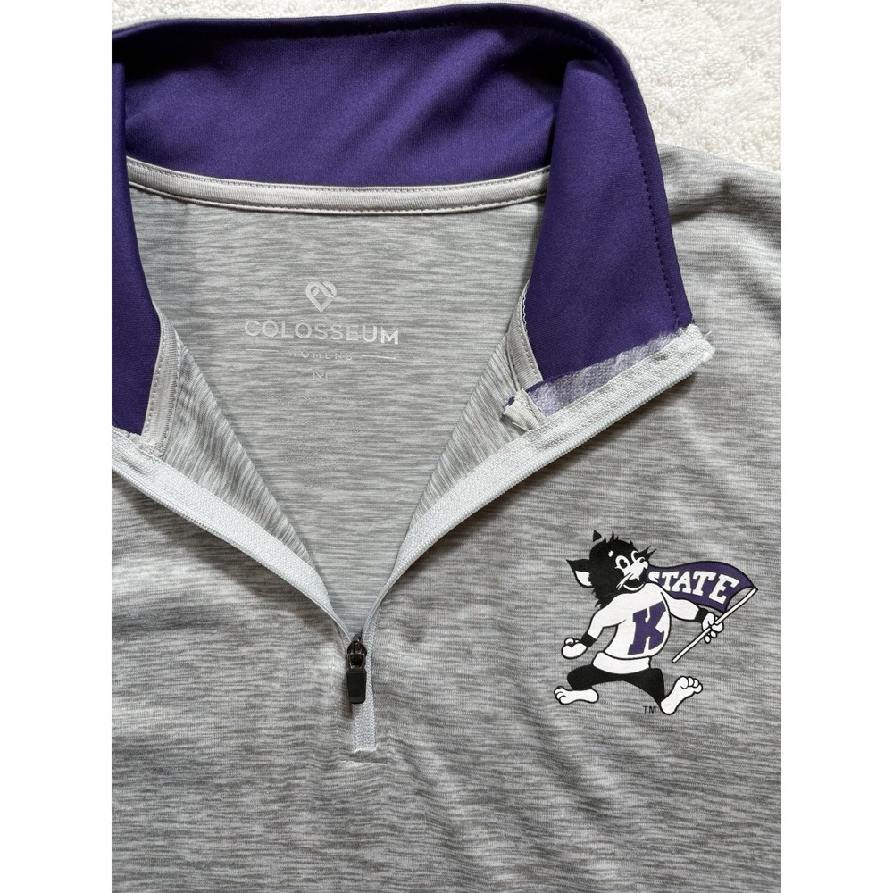 Colosseum Women's K-State Wildcats 1/4 Zip Pullover Medium Gray NWT - 1480 - Picture 3 of 7